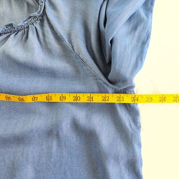 J. Jill Denim Chambray Long Sleeve Ruffle Collar Women's Large - Picture 7 of 9